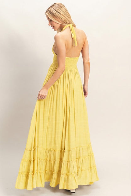 Skyler Halter Neck Smocked Maxi Dress