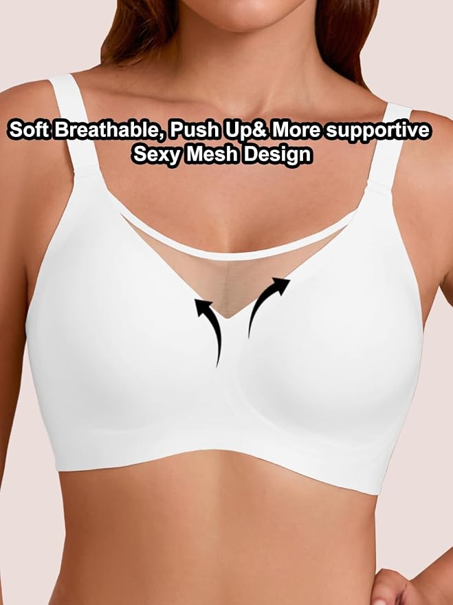 Rebecca Jelly Push Up V Mesh Bra Seamless Soft No Underwire Everyday Tshirt Bra