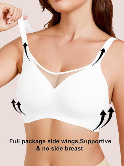 Rebecca Jelly Push Up V Mesh Bra Seamless Soft No Underwire Everyday Tshirt Bra