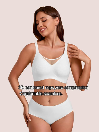 Rebecca Jelly Push Up V Mesh Bra Seamless Soft No Underwire Everyday Tshirt Bra