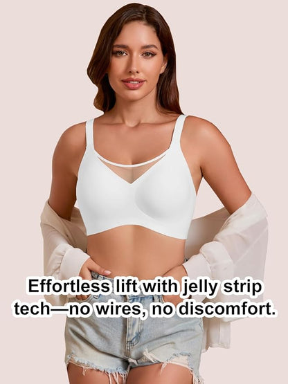 Rebecca Jelly Push Up V Mesh Bra Seamless Soft No Underwire Everyday Tshirt Bra
