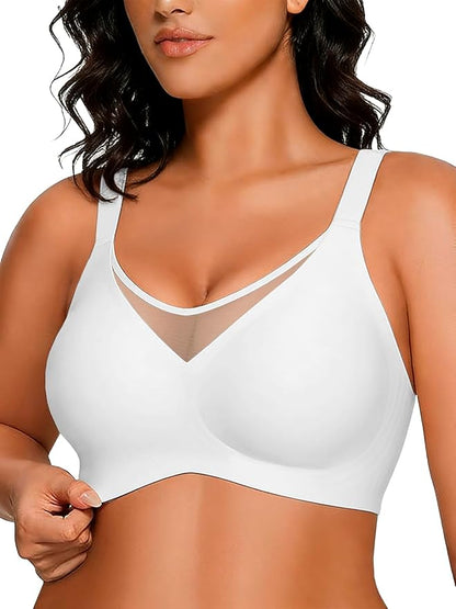 Rebecca Jelly Push Up V Mesh Bra Seamless Soft No Underwire Everyday Tshirt Bra