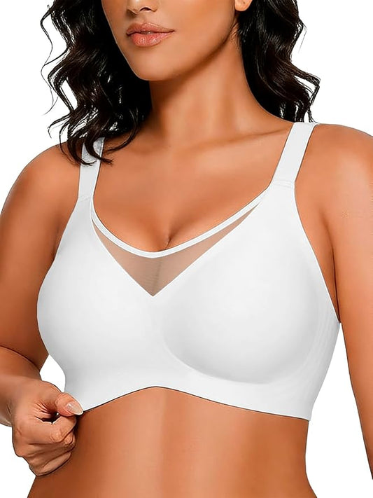 Rebecca Jelly Push Up V Mesh Bra Seamless Soft No Underwire Everyday Tshirt Bra