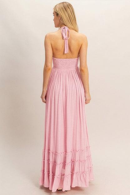 Skyler Halter Neck Smocked Maxi Dress